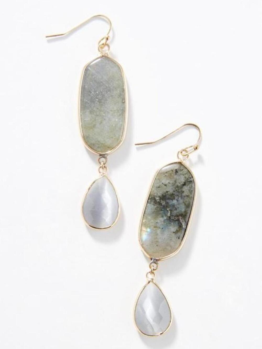Anthropologie Glass Stones Drop Earrings